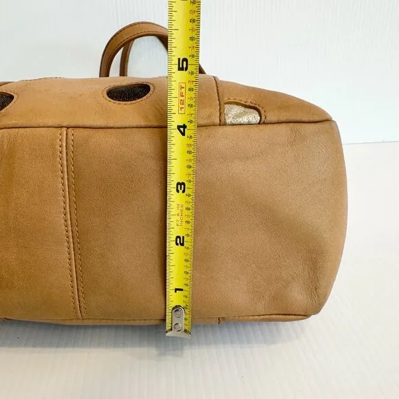 COACH Lunch Gallery Tote Limited Edition Caramel Leather with Polka Dots